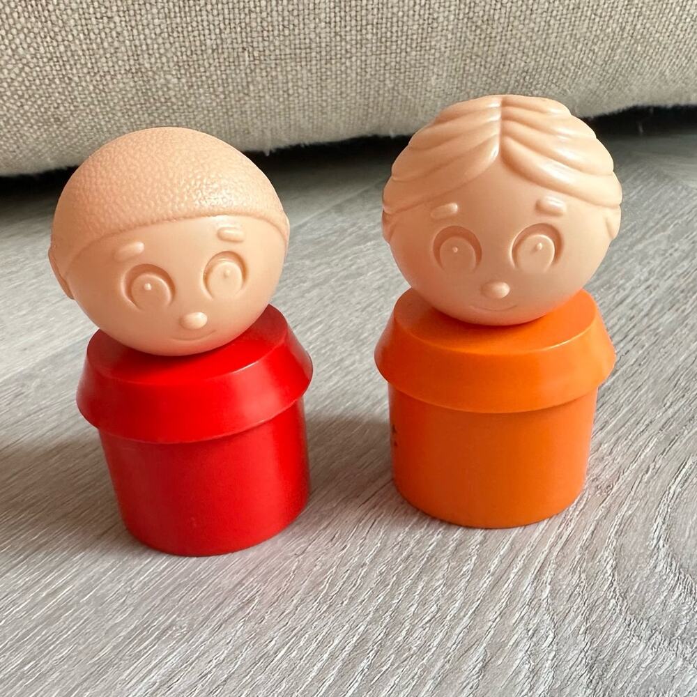 Tuppertoys Tupperware People Figures Man Woman Boy Girl Red Orange